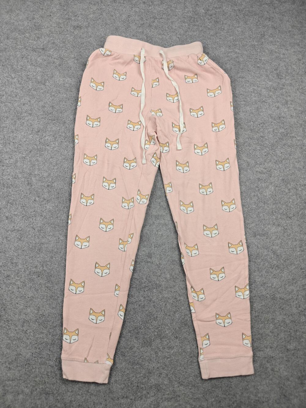 White Fox Pajama Pants Womens X-Small Pink Fox Graphic Cotton Spandex Lounge